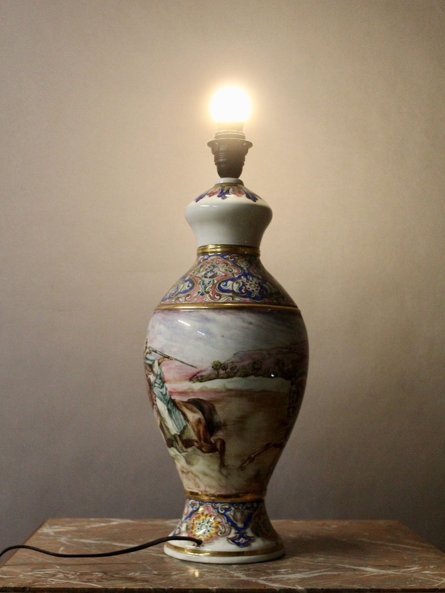 Lampe en céramique décor oriental avec signature -photo-2