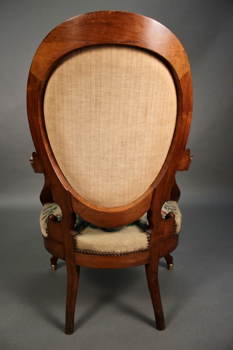 Pair Of Louis Philippe Armchairs With Petit Point Tapestry-photo-5
