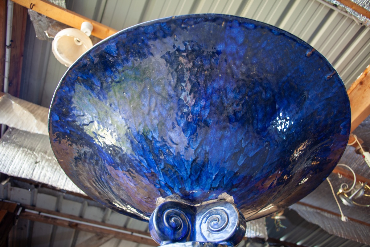 Monumental Art Deco Fountain Made Of Glazed Ceramic, Circa 1930, Signed "er"-photo-2