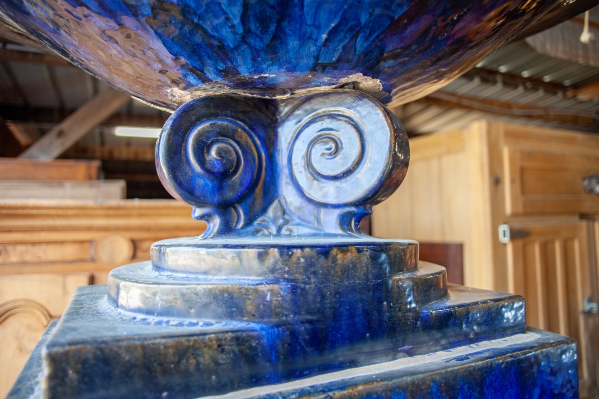 Monumental Art Deco Fountain Made Of Glazed Ceramic, Circa 1930, Signed "er"-photo-3