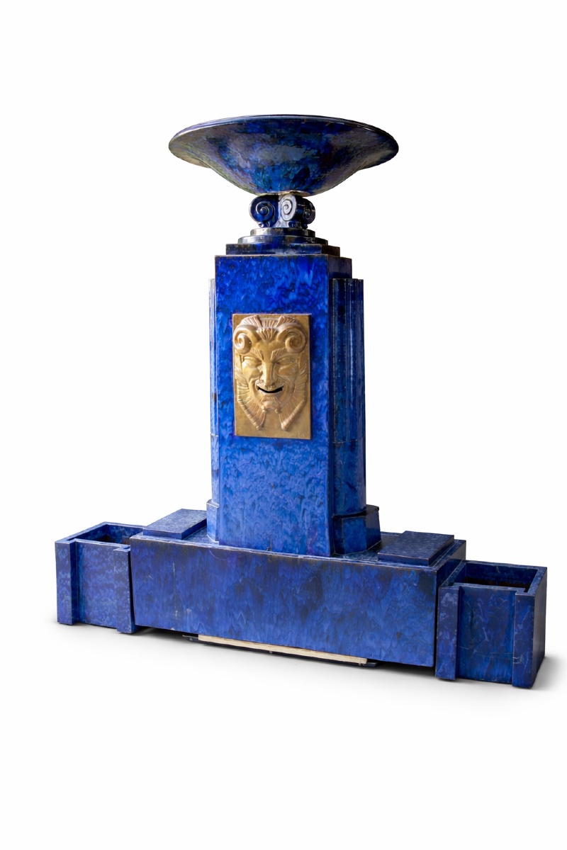 Monumental Art Deco Fountain Made Of Glazed Ceramic, Circa 1930, Signed "er"