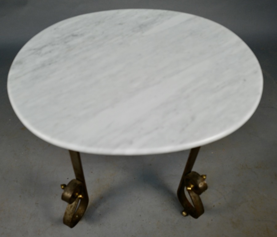 Desserte ART DECO dessus marbre ovale -photo-2