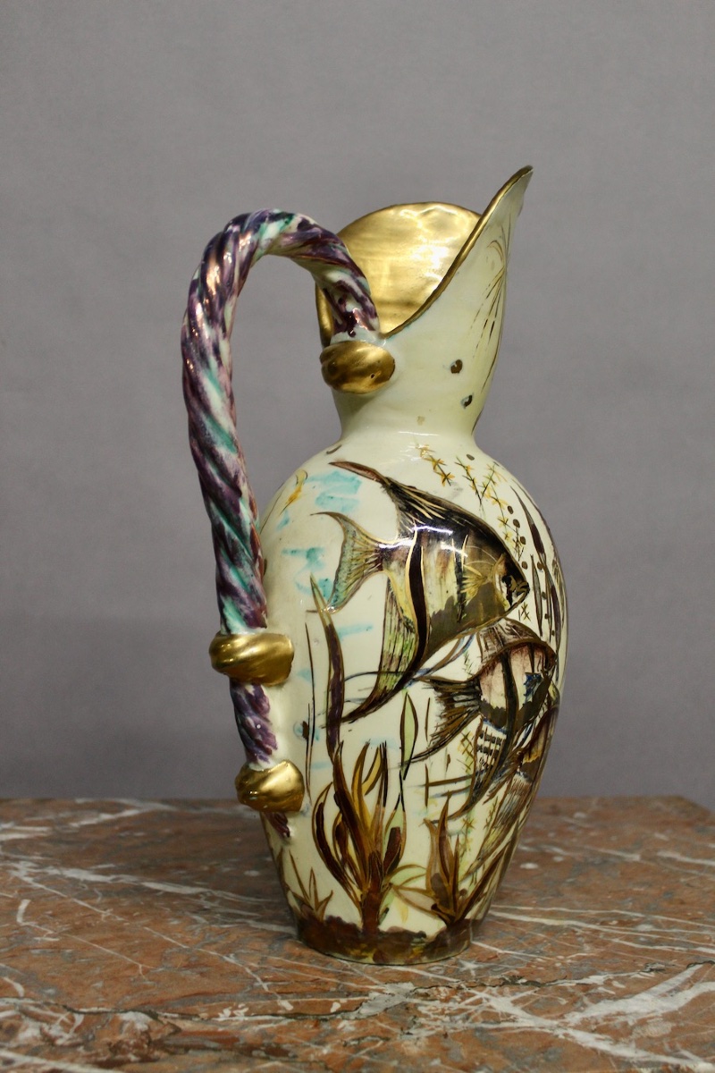 Ceramic Pitcher Decorated With Fish Motifs -photo-4