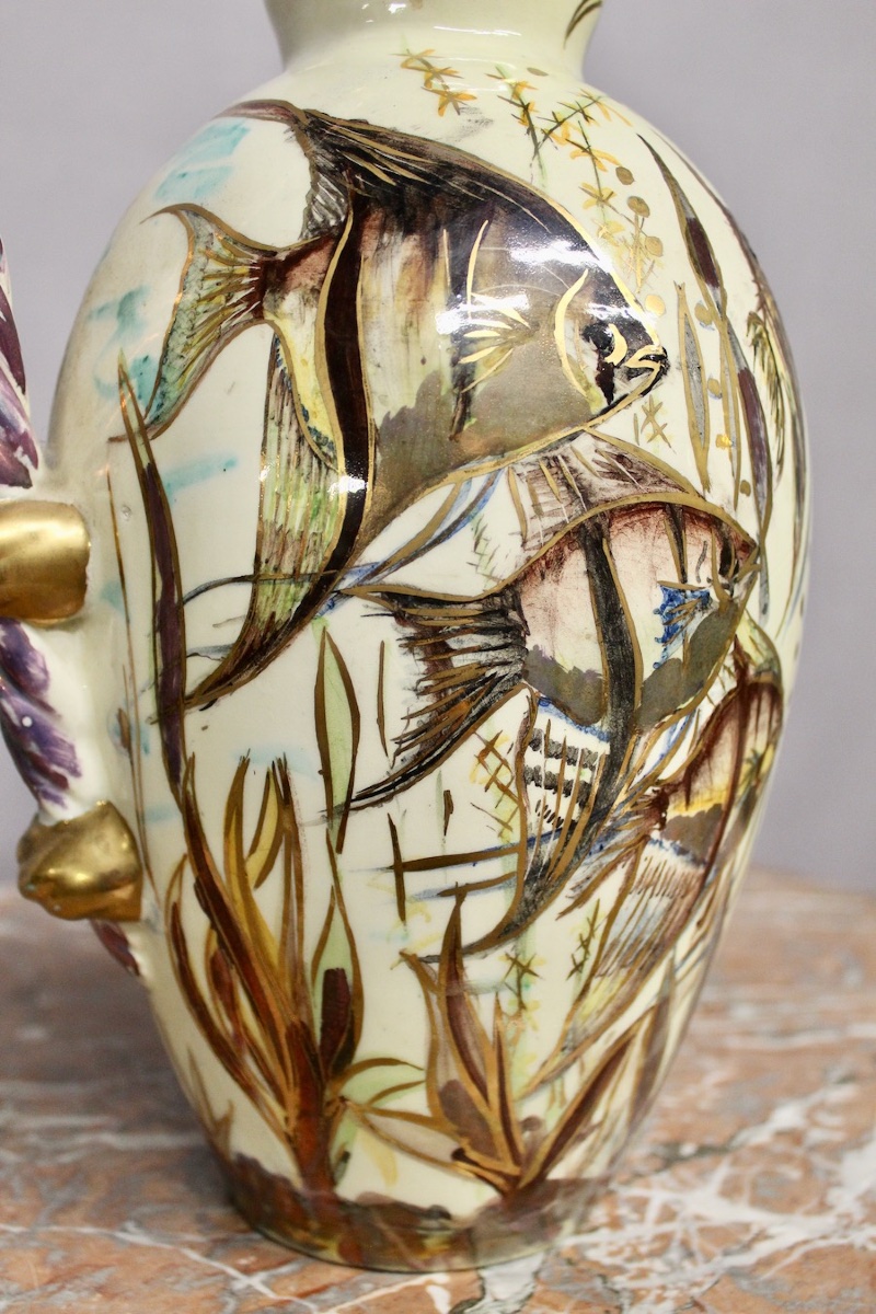 Ceramic Pitcher Decorated With Fish Motifs -photo-2