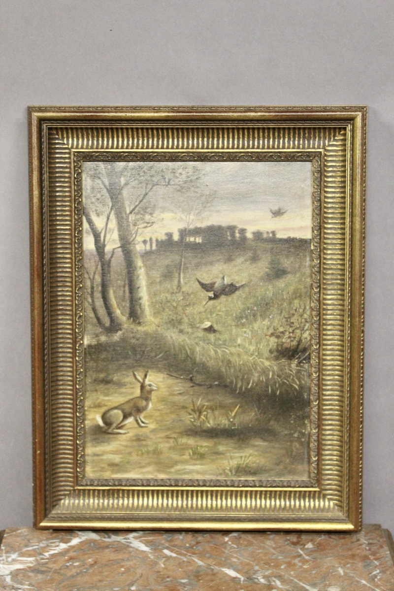 Huile sur toile scène champêtre XIXème -photo-2