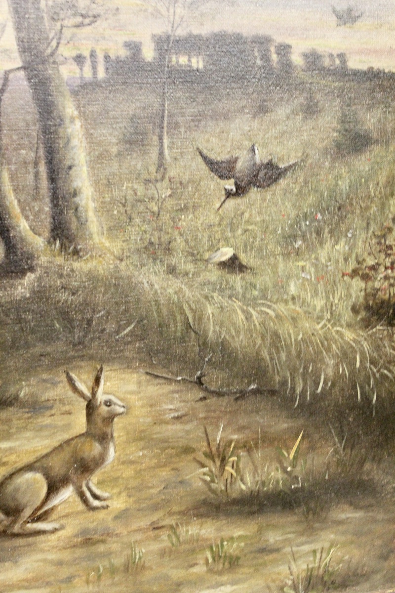 Huile sur toile scène champêtre XIXème -photo-4