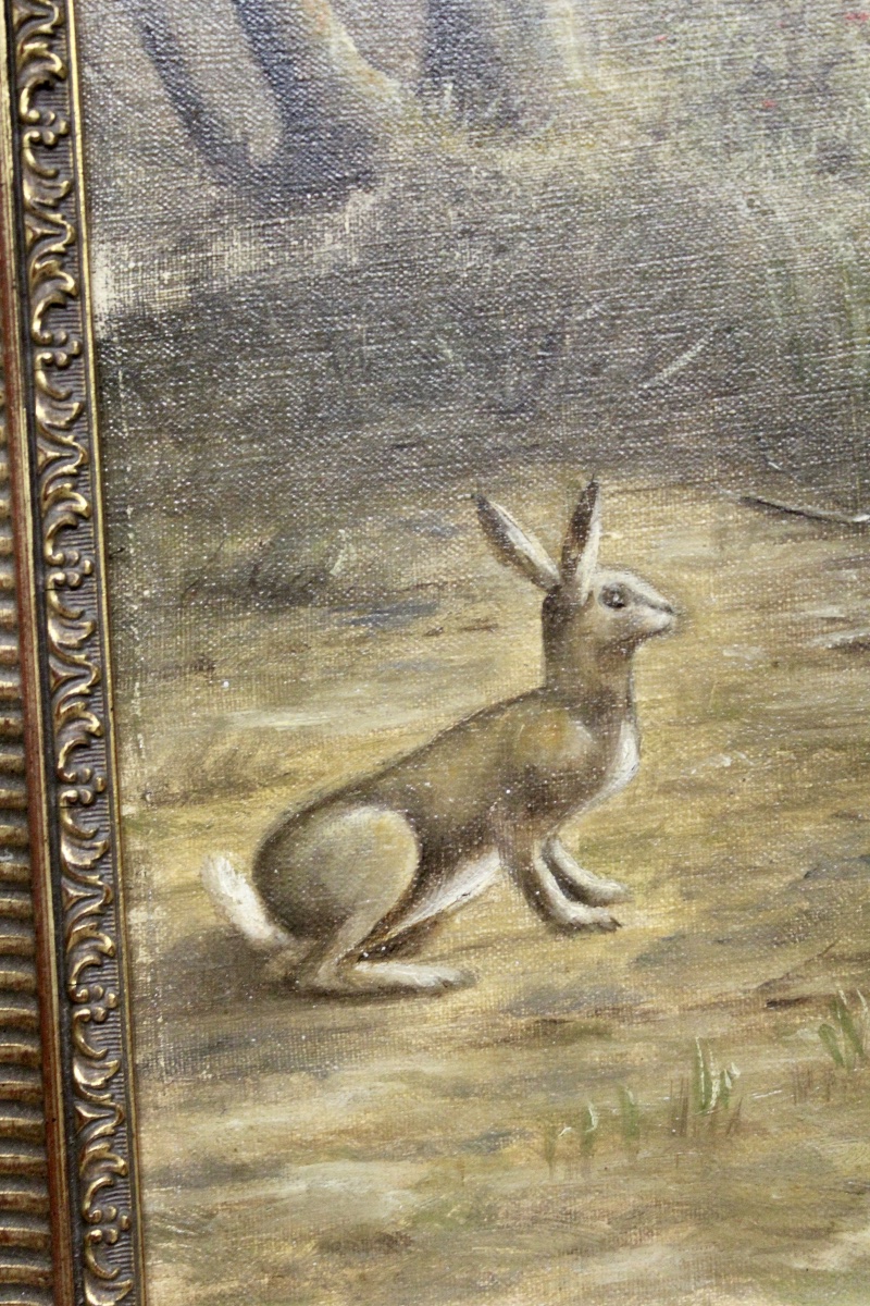Huile sur toile scène champêtre XIXème -photo-1