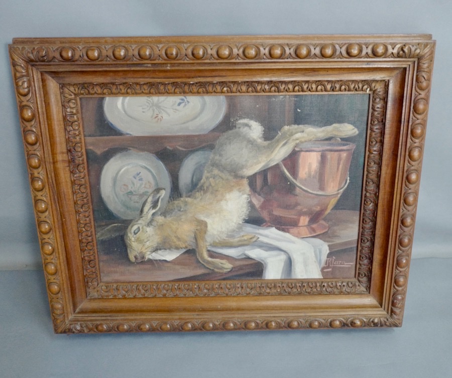 Nature Morte Au Lièvre dans un Cadre Noyer