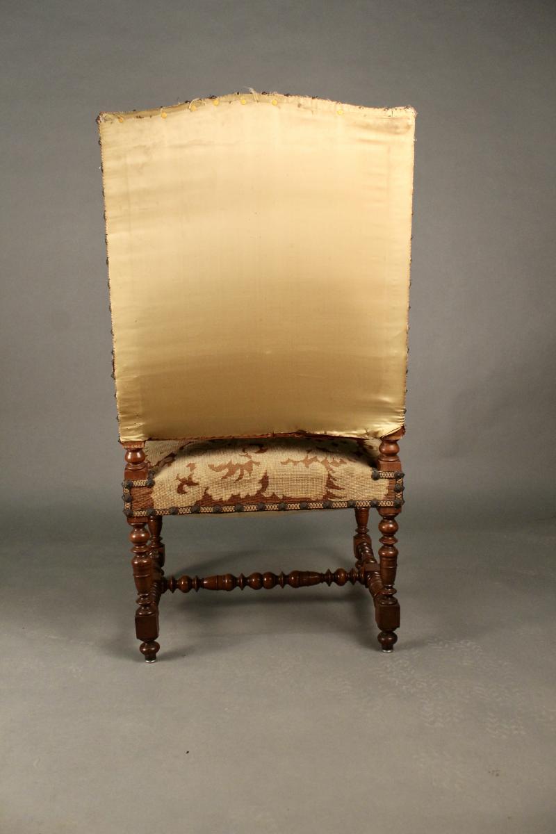 Pair Of Chairs And Armchair Louis XIII, Nineteenth-photo-2