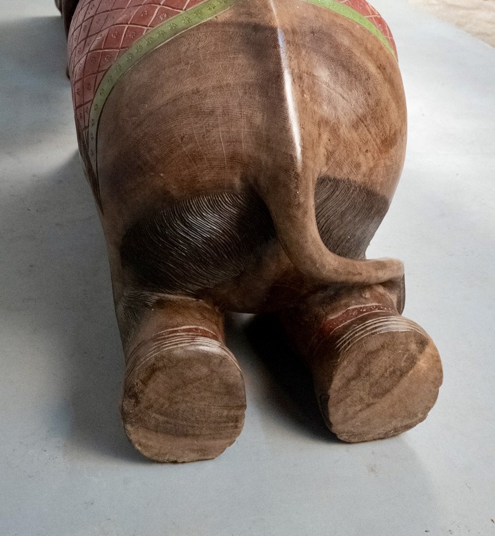 Couple Of Painted Teak Elephants-photo-3