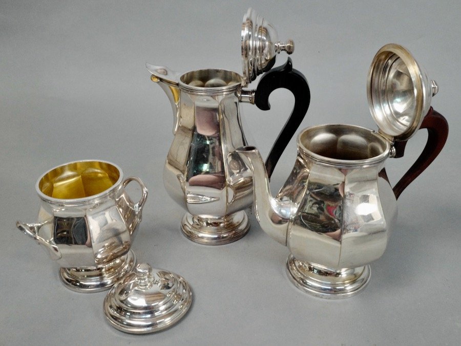 Silver Metal Coffee And Tea Service 3 Pieces-photo-2