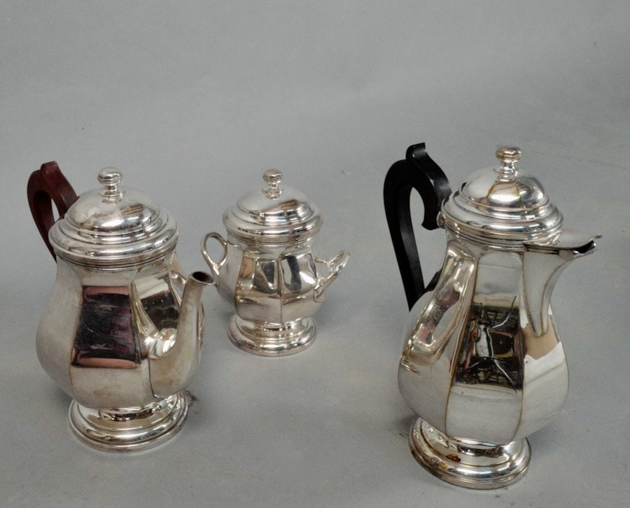Silver Metal Coffee And Tea Service 3 Pieces-photo-3