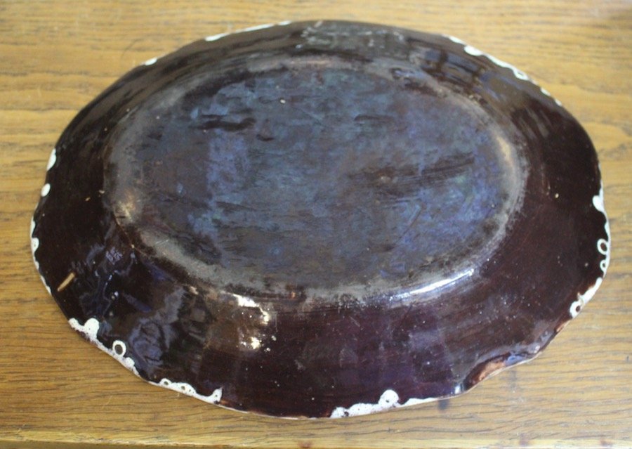 Oval Dish In Rouen Earthenware, Black Bottom XVIII-photo-4