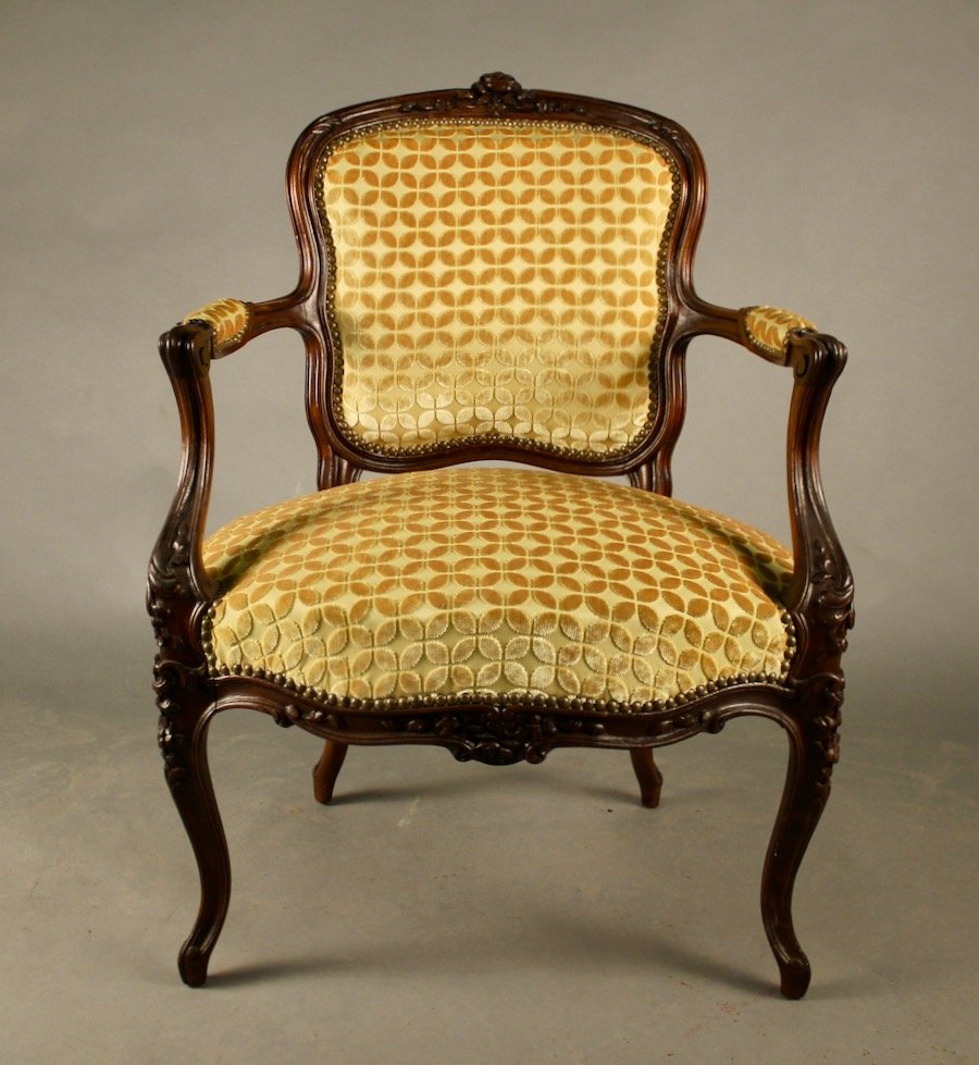 Fauteuil Cabriolet De Style Louis XV, d'époque Milieu XIXème-photo-2