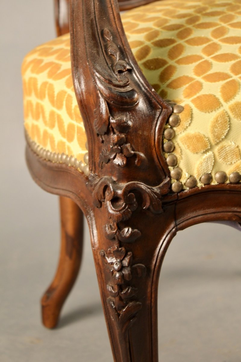 Fauteuil Cabriolet De Style Louis XV, d'époque Milieu XIXème-photo-3