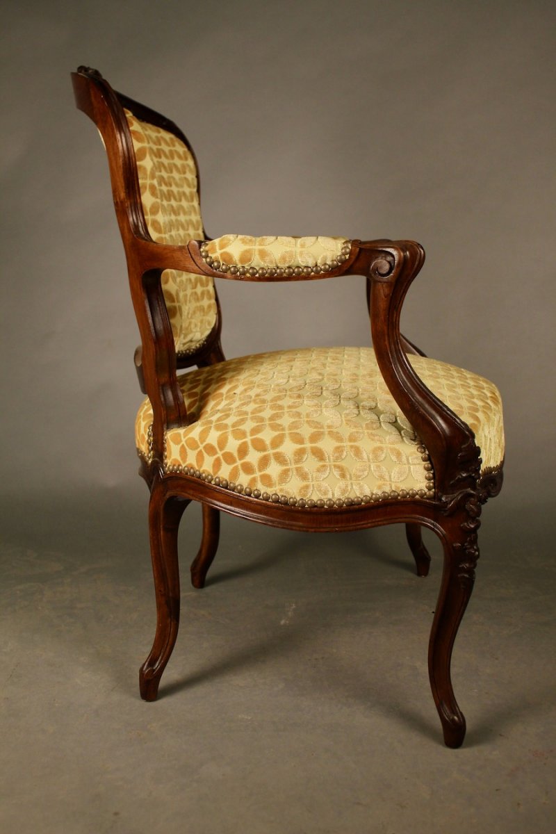 Louis XV Style Cabriolet Armchair, Mid-19th Century-photo-2