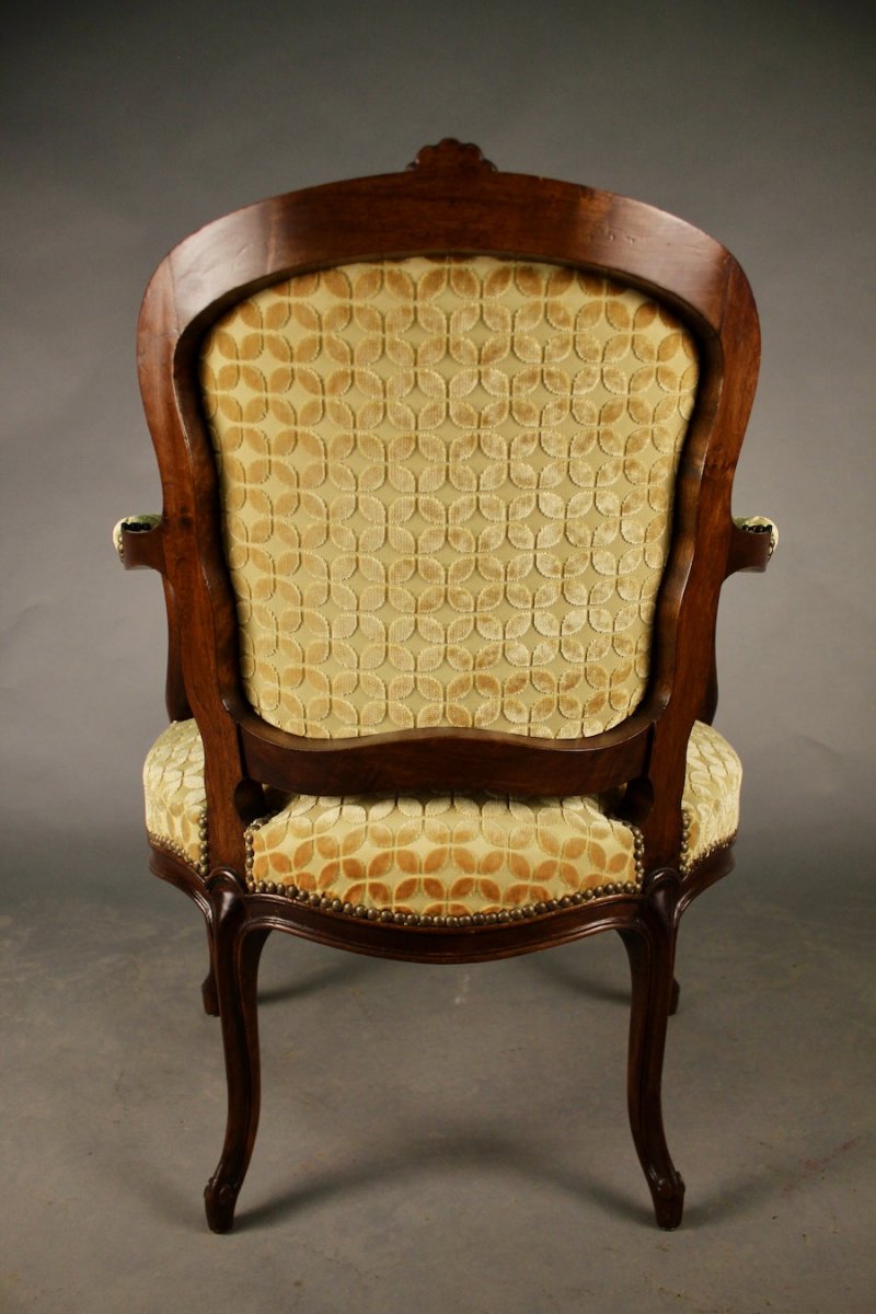Louis XV Style Cabriolet Armchair, Mid-19th Century-photo-5