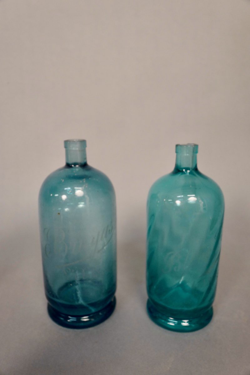 Lot Of 4 Bistro Siphons In Blue Glass From 1900-photo-4