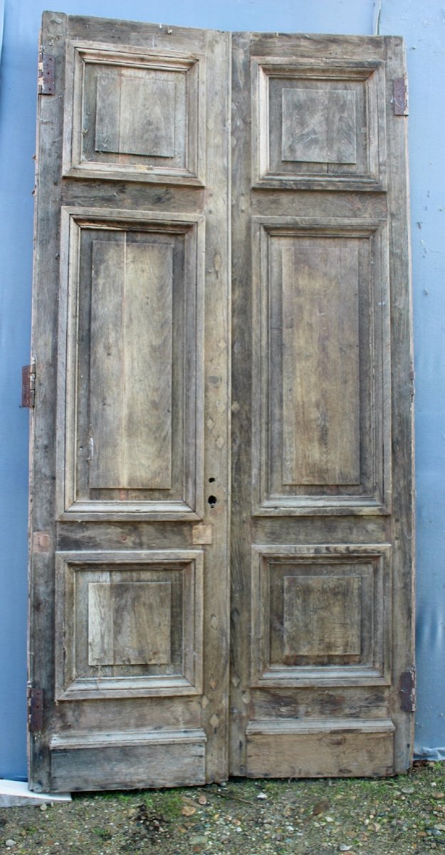 Important Pair Of Nineteenth Oak Landing Doors-photo-2