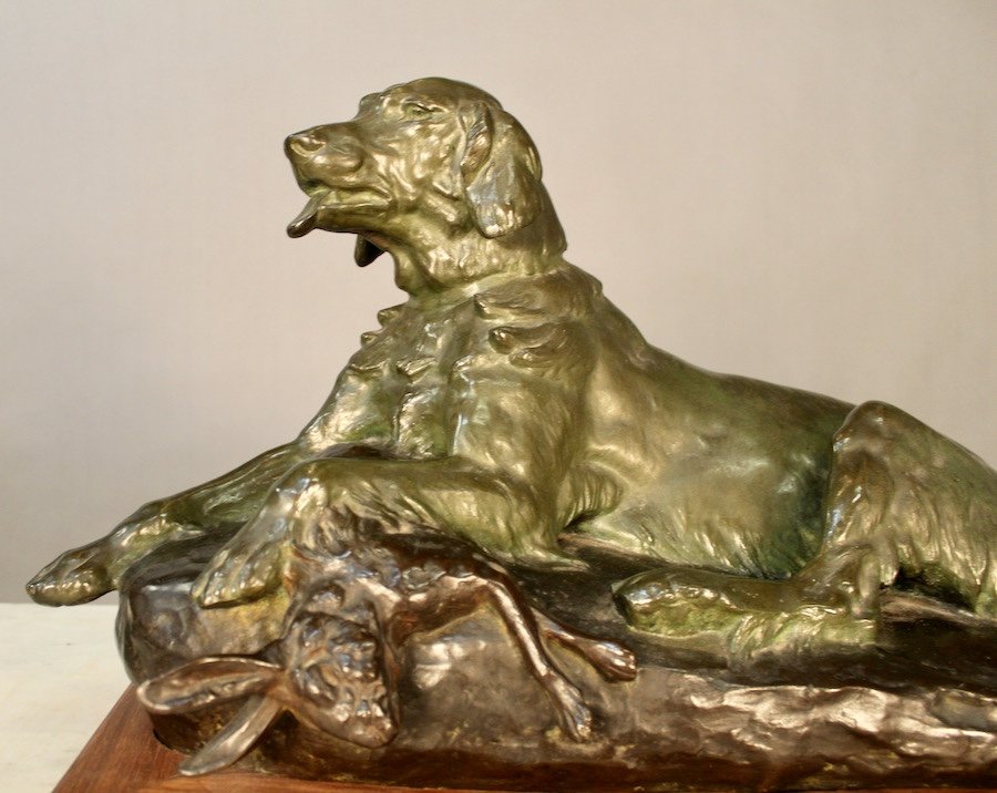 Bronze Epagneul Par Jules Edmond Masson (1871-1932)-photo-4