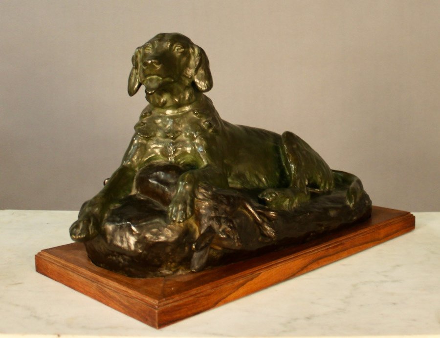 Bronze Spaniel By Jules Edmond Masson (1871-1932)-photo-3