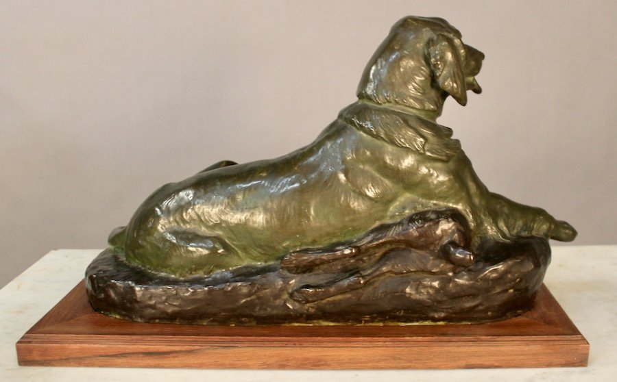 Bronze Epagneul Par Jules Edmond Masson (1871-1932)-photo-4
