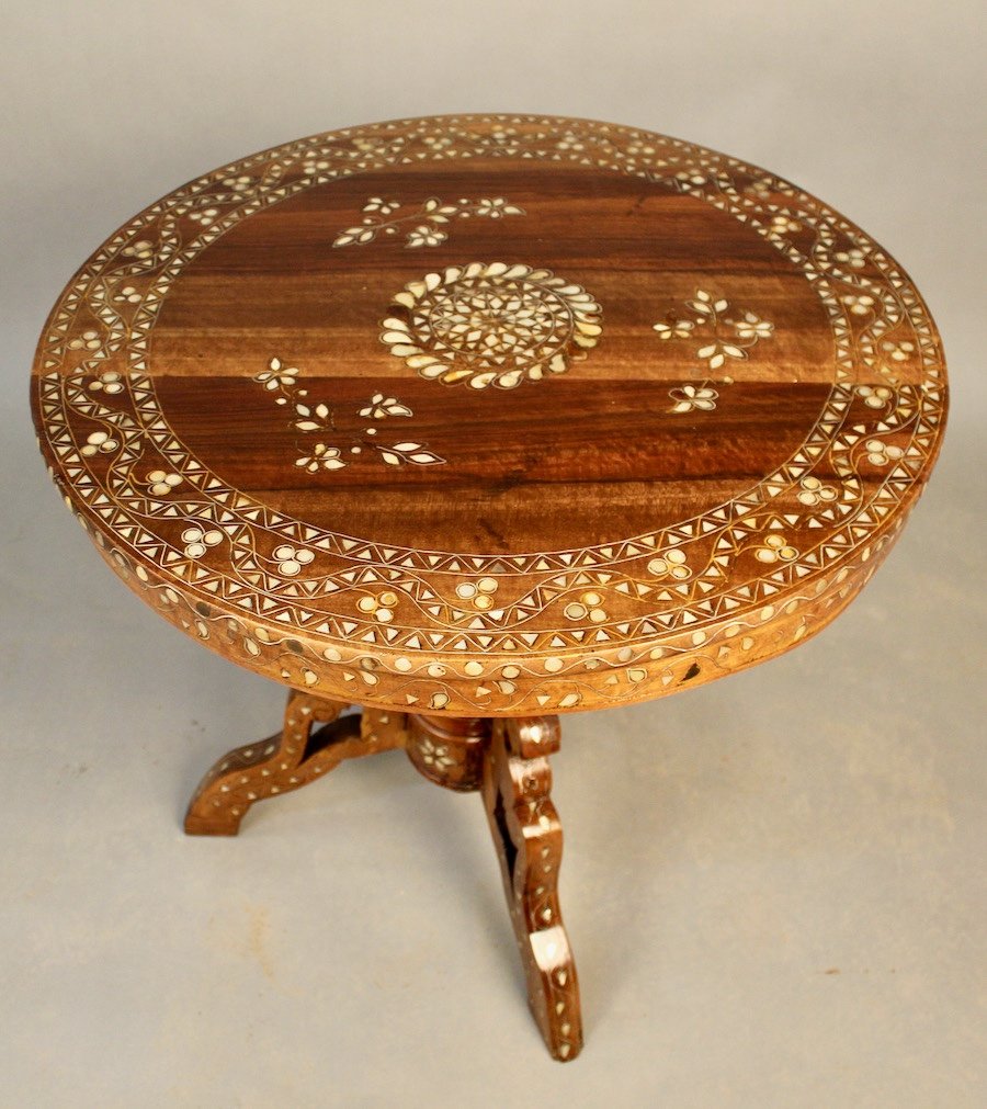 Pedestal Table In Mother Of Pearl Inlay With Central Foot-photo-3