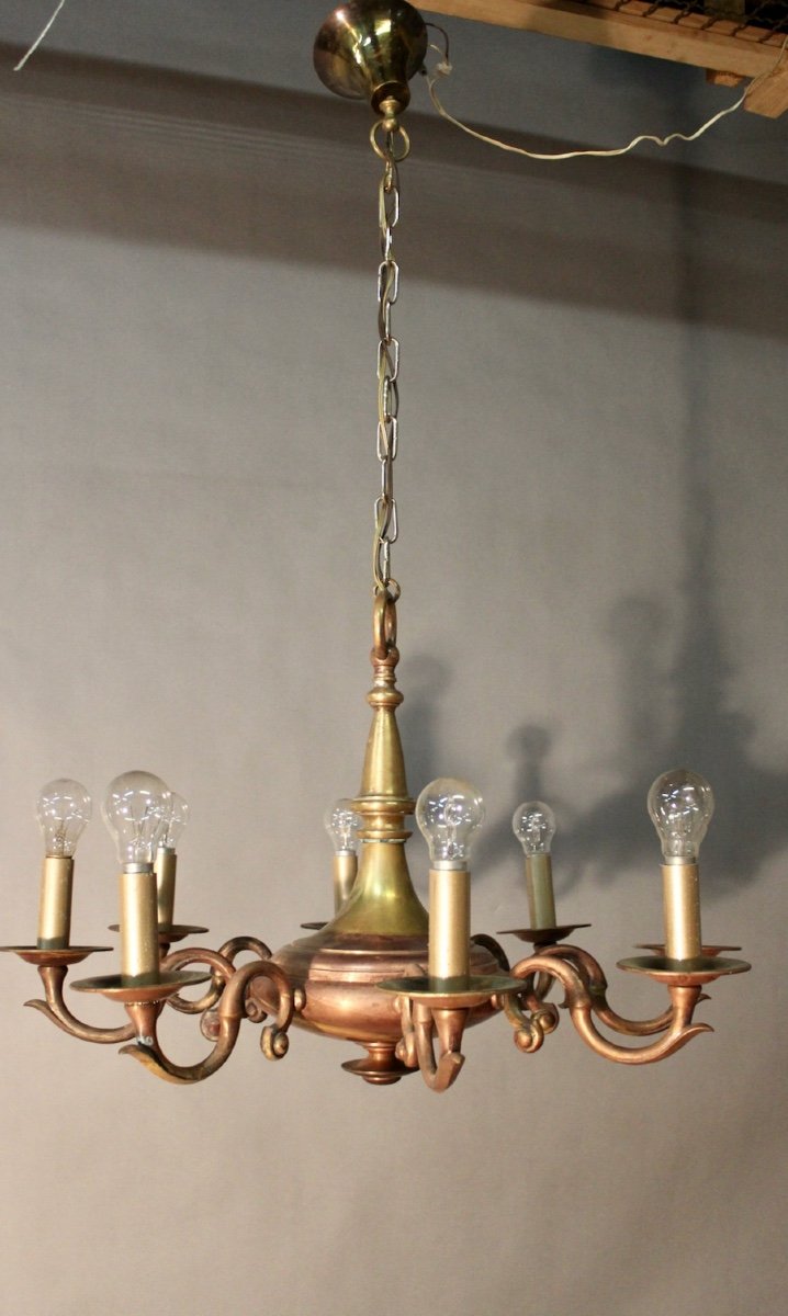 Bi-tone Bronze Chandelier With 8 Arms Of Light-photo-2