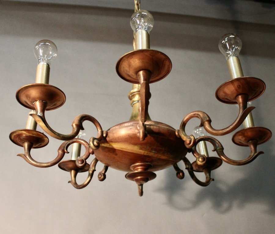 Bi-tone Bronze Chandelier With 8 Arms Of Light-photo-3