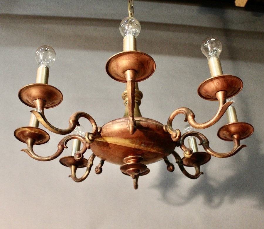 Bi-tone Bronze Chandelier With 8 Arms Of Light-photo-4