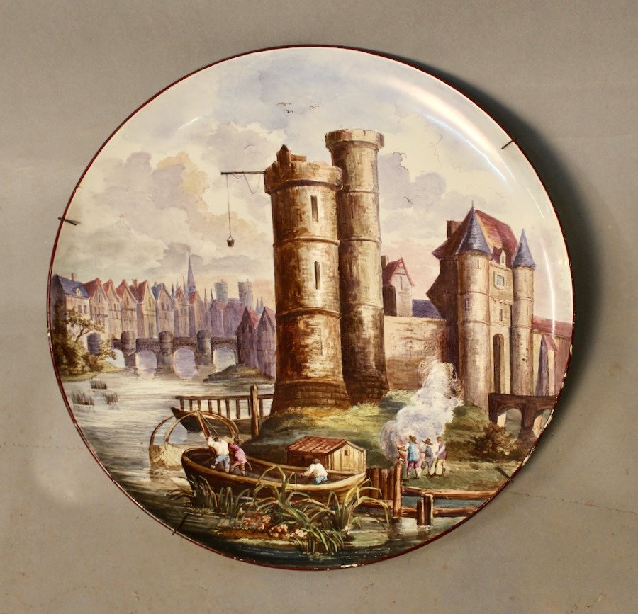 Grand Plat En Faïence Creil Et Montereau