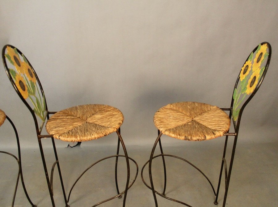 Set Of 3 Bar Stools With Sunflower Decor-photo-5