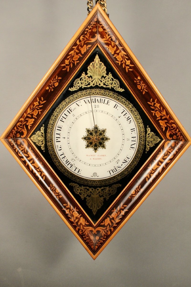 Baromètre d'époque Charles X, En Forme De Losange-photo-4
