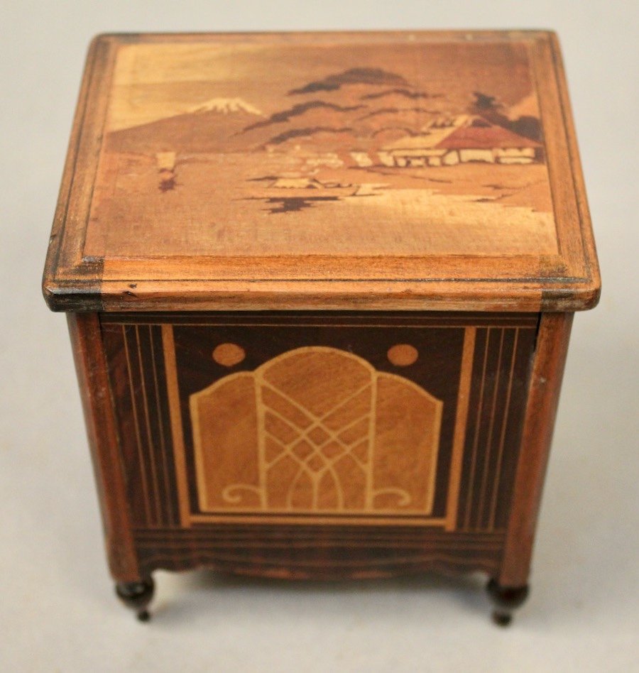 Inlaid Cigarette Dispenser 1900 Japanese Decor-photo-2