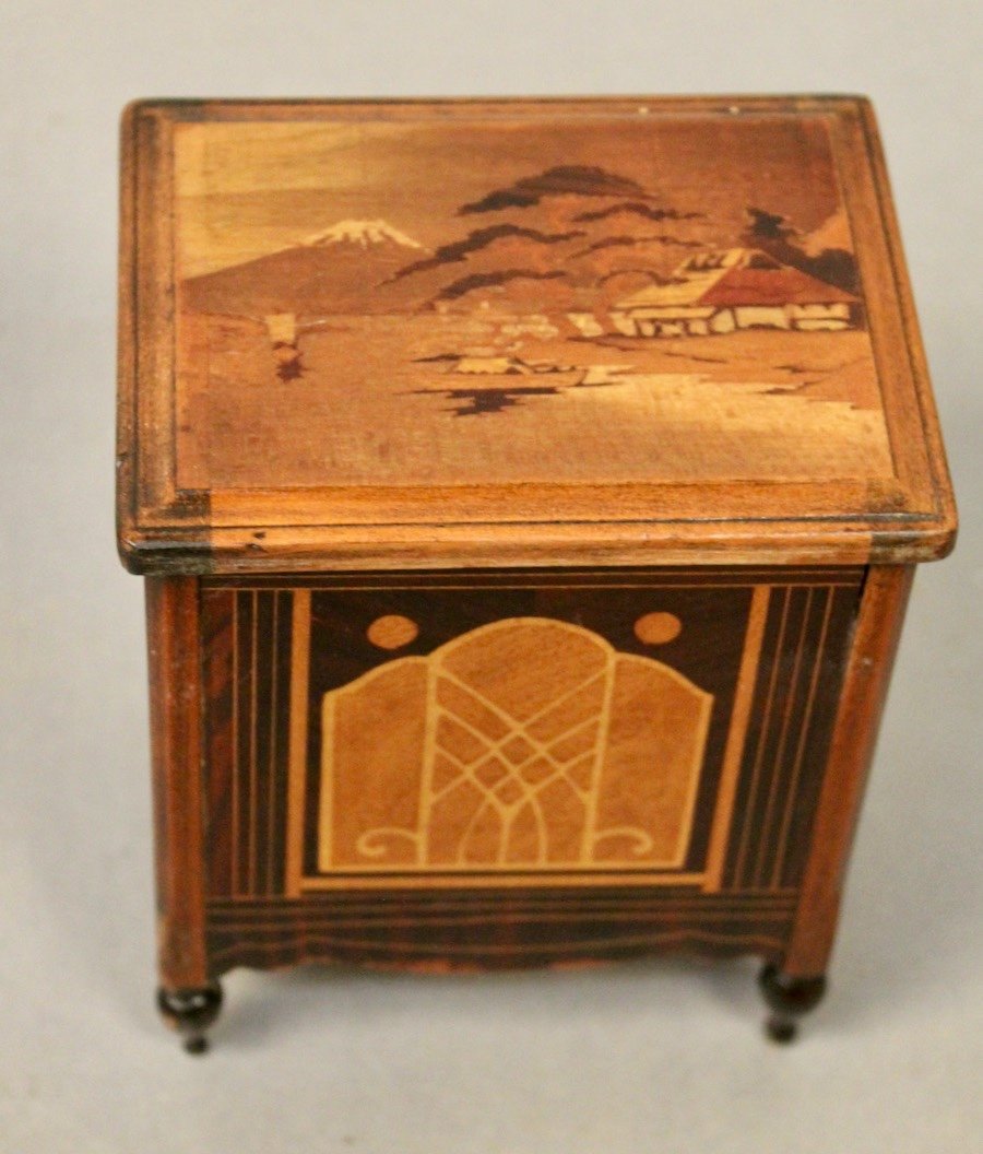 Inlaid Cigarette Dispenser 1900 Japanese Decor-photo-3