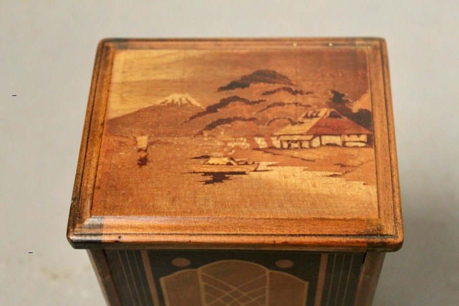 Inlaid Cigarette Dispenser 1900 Japanese Decor-photo-4