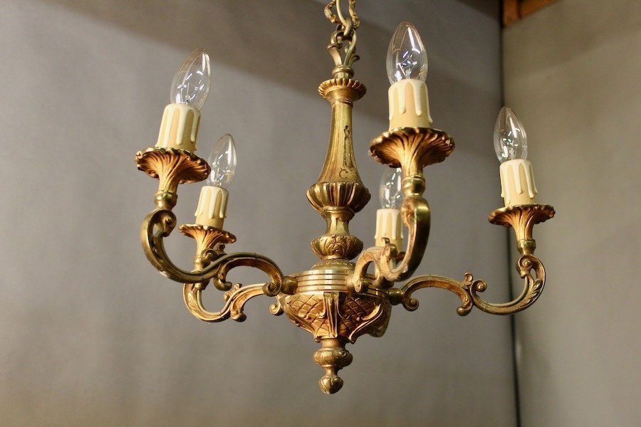 Bronze Chandelier With 5 Arms Of Light-photo-3