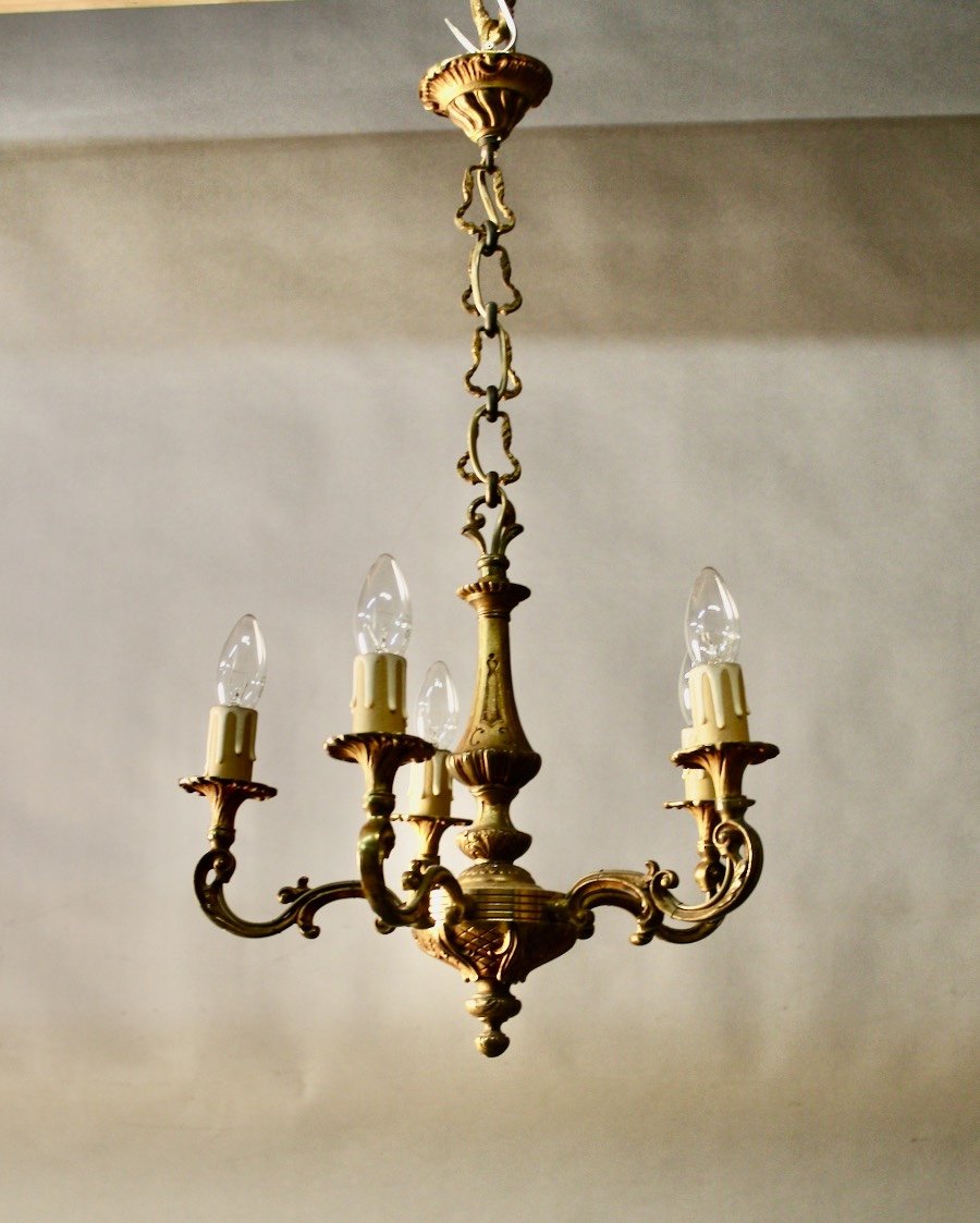 Bronze Chandelier With 5 Arms Of Light-photo-1