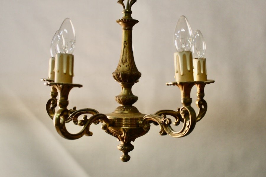 Bronze Chandelier With 5 Arms Of Light-photo-2