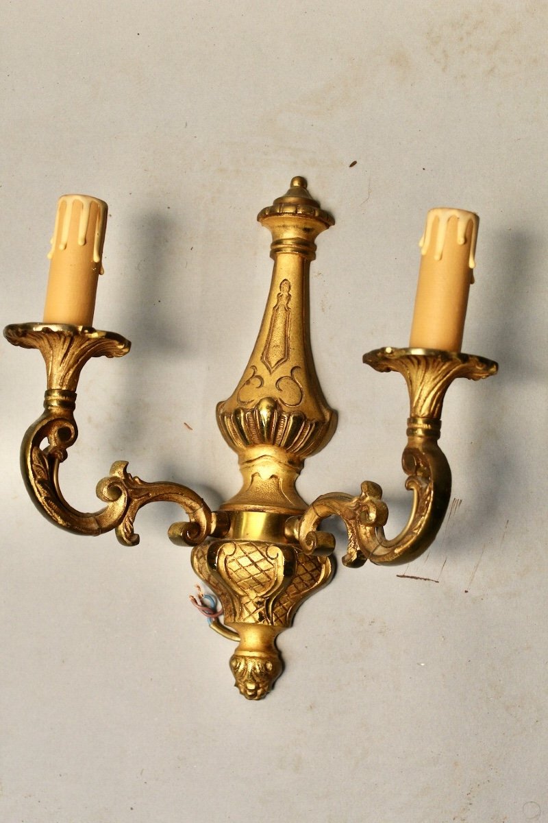 Pair Of Louis XV Style Bronze Sconces-photo-2