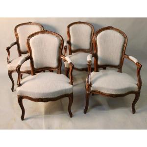 Suite Of 4 Cabriolet Armchairs Louis XV Period