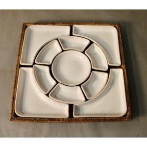 Vintage Table Passion Porcelain And Rattan Serving Tray