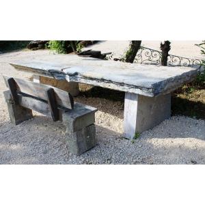 Saint Cyr Stone Monastery Table And Its Bench