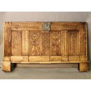 Gothic Chest Panel In 17th Century Oak