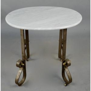 Art Deco Oval Table With Marble Top