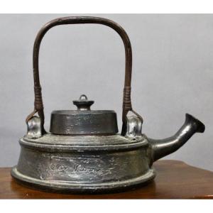 Teapot In Black Enamelled Chamotte Earth Jean Marais (1913-1998)