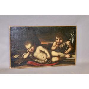 Huile Sur Toile "les Chérubins" école Italienne XVIIème 