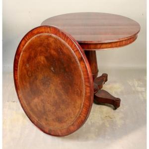 Guéridon table à jeux et son "bouchon" en acajou XIXème