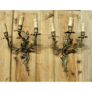 Paire d'appliques murales en bronze XIXème
