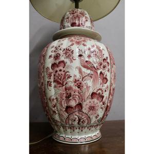 Potiche en faience de DELFT montée en lampe